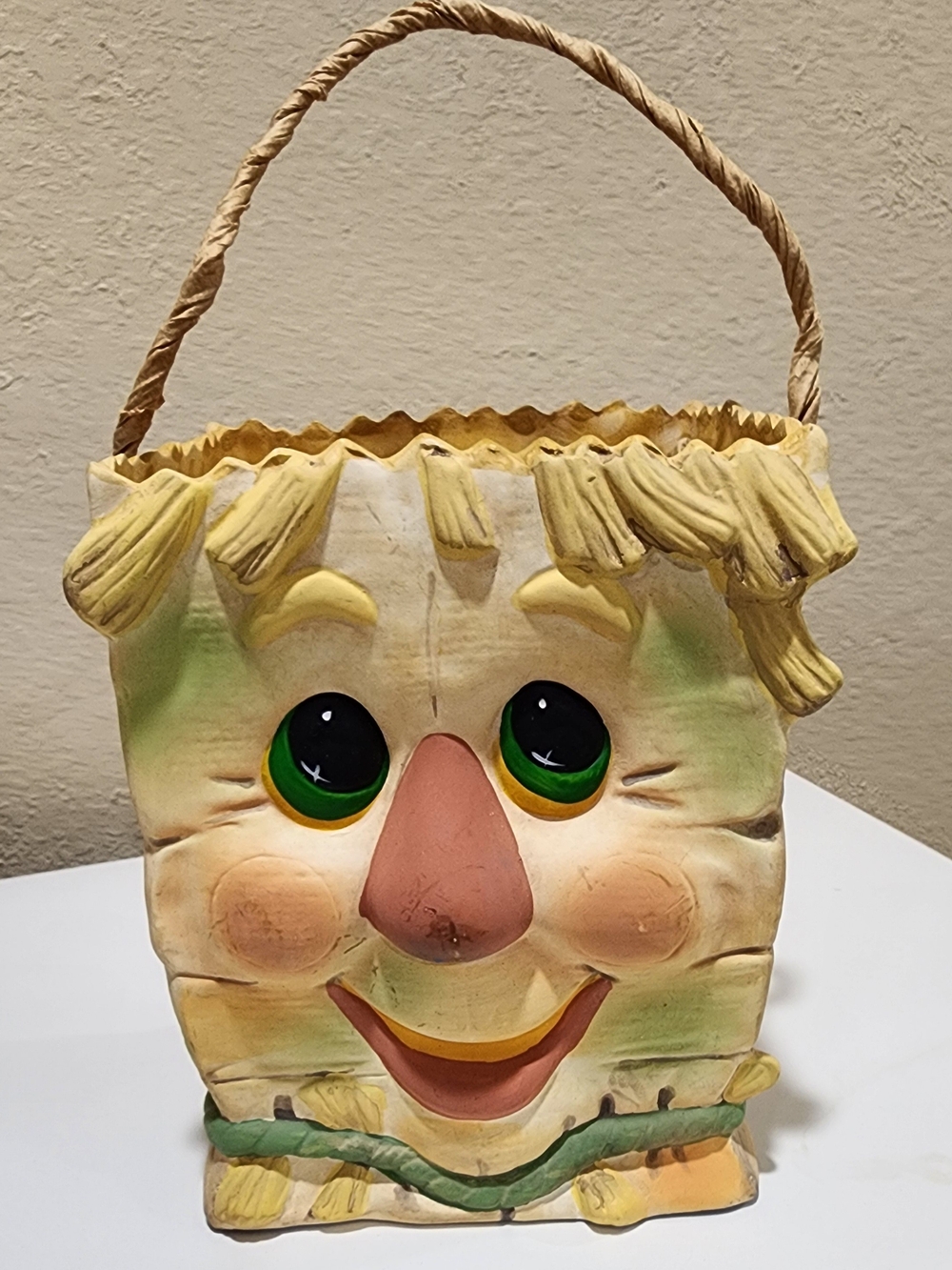 House Of Lloyd Ceramic Yellow Straw Face Planter or Basket